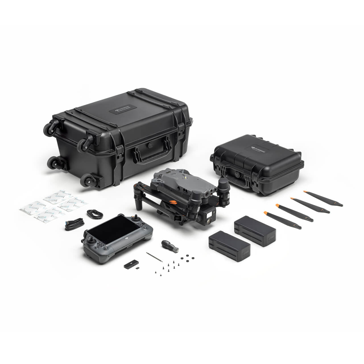 DJI Matrice 30 drone accessories and bundle components laid out