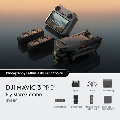 Complete DJI Mavic 3 Pro Fly More Combo with controller and extra batteries