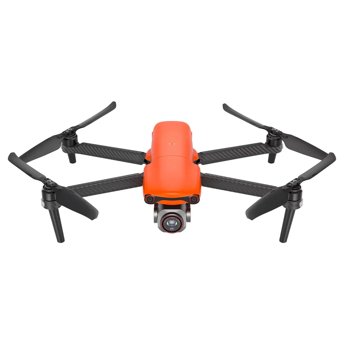 Orange drone with extended propellers, featuring a 4K camera on the front.