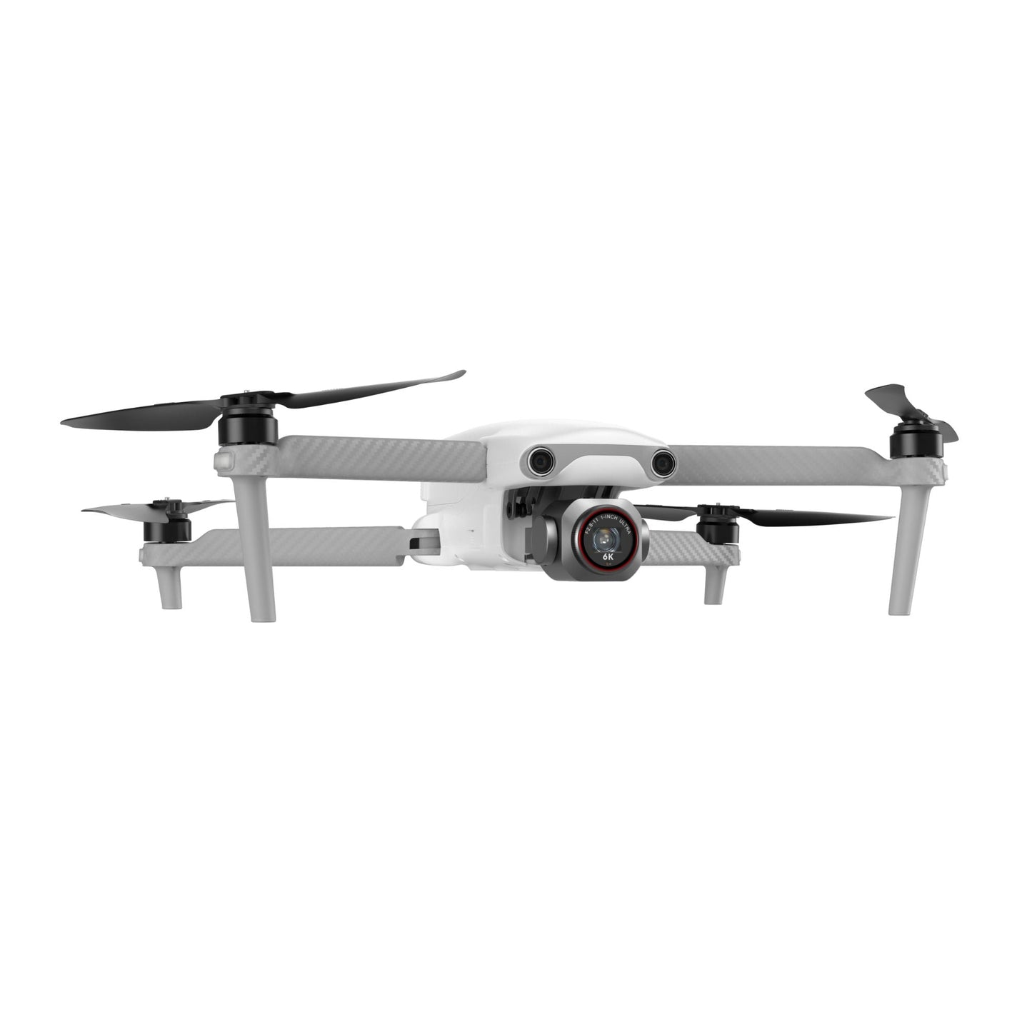 Side view of white Autel EVO Lite drone mid flight showing camera