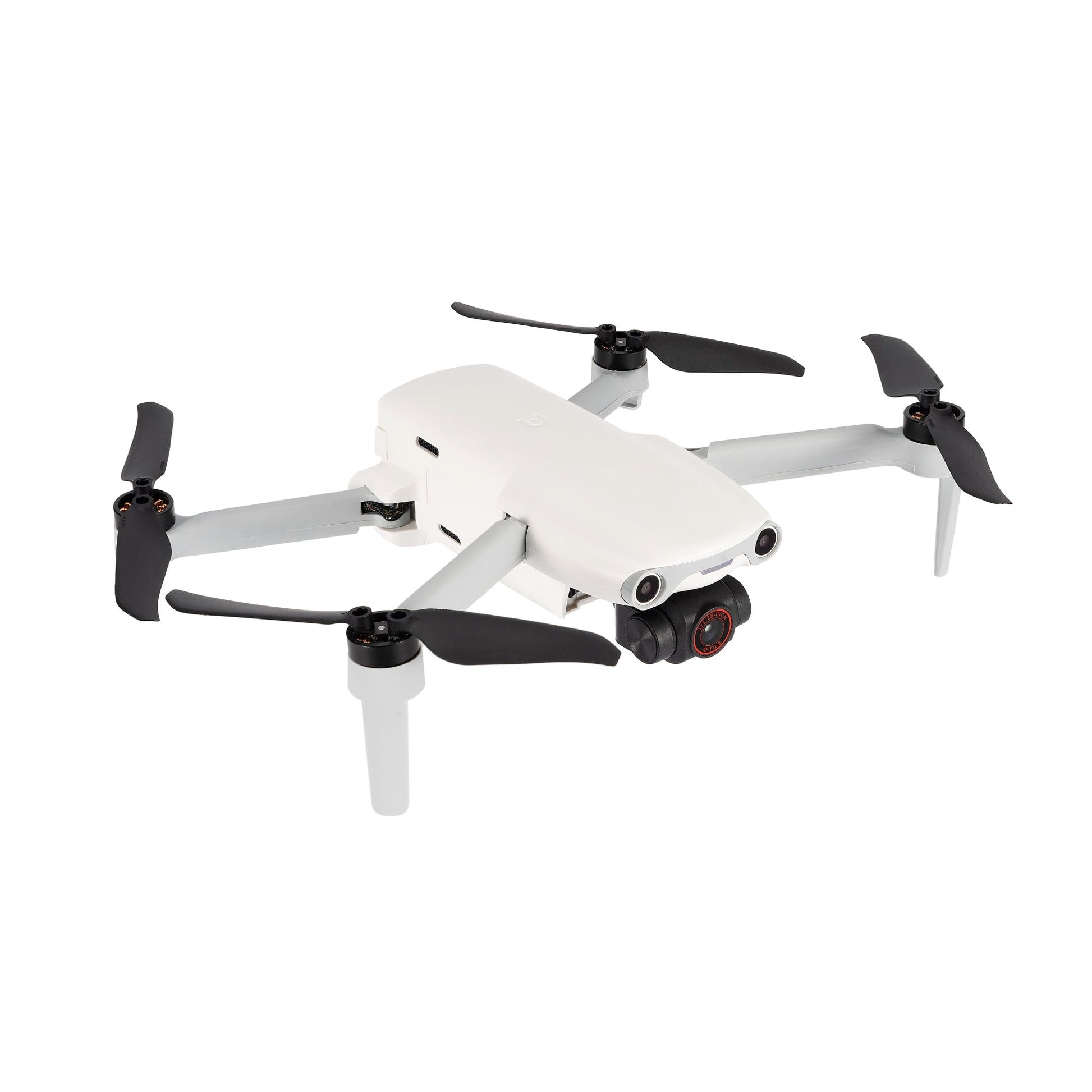 Side view of white Autel EVO Nano drone with extended propellers