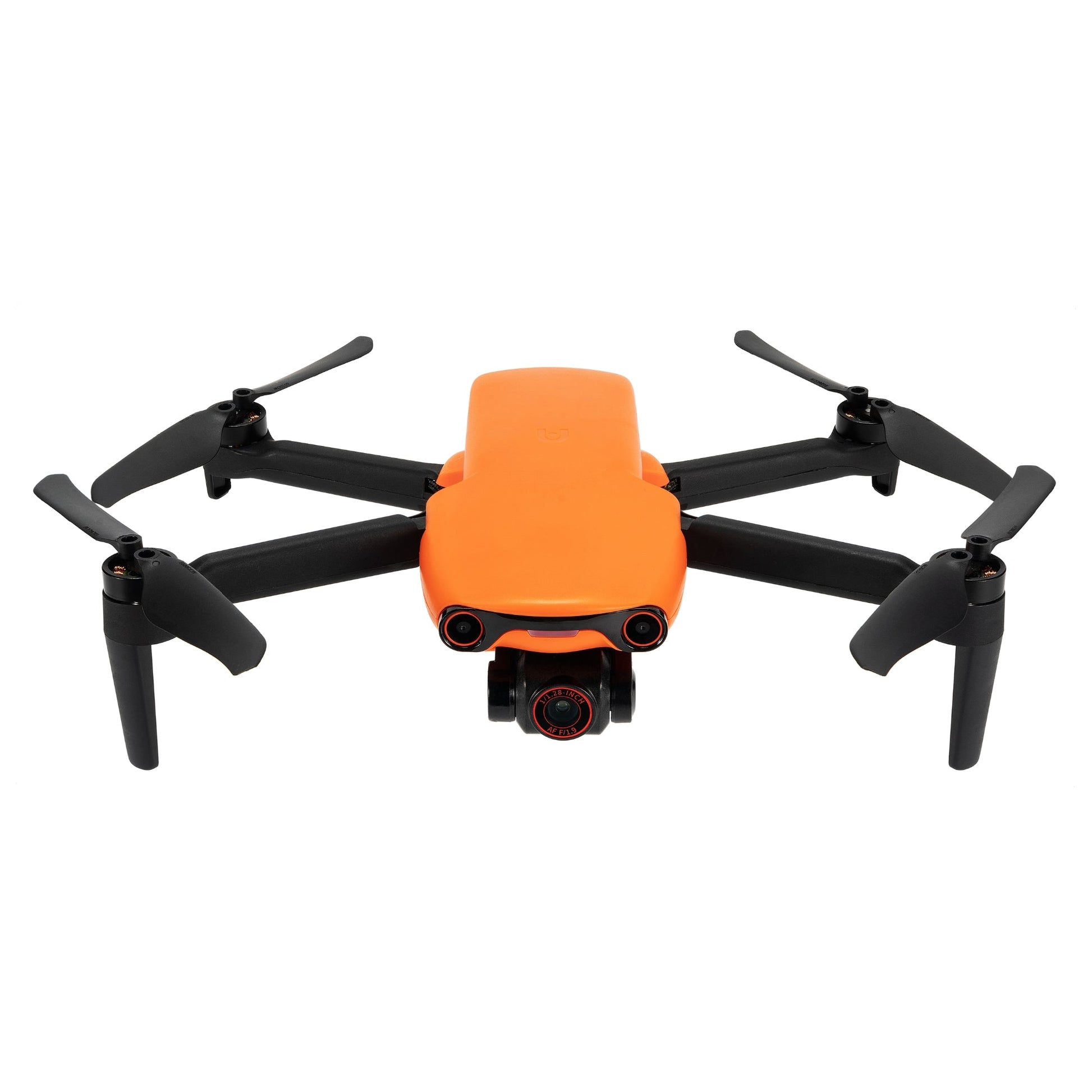 Top view of orange Autel EVO Nano drone with propellers extended