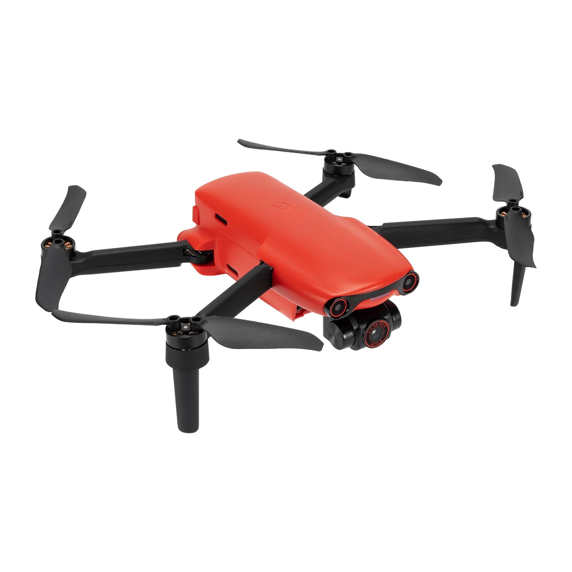 Side view of red Autel EVO Nano drone folded for storage