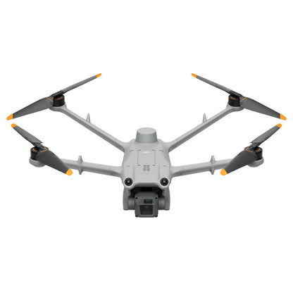 Front view of the DJI Matrice 3D drone in flight with visible sensors and propellers