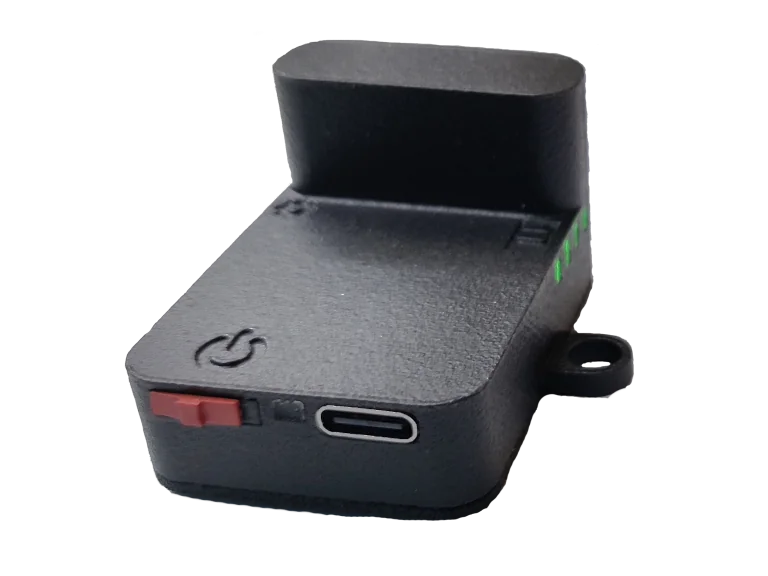 DroneBeacon DB120 Remote ID broadcast module with integrated battery and charging port