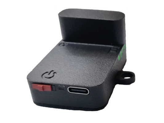 DroneBeacon DB120 Remote ID broadcast module with integrated battery and charging port