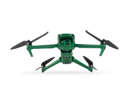 Top view of green agricultural drone showing aerodynamics.