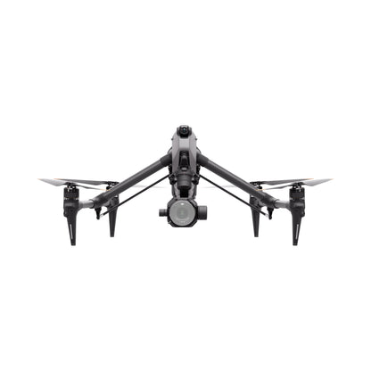 Rear view of DJI Inspire 3 drone showcasing its carbon fiber frame and advanced propulsion system.
