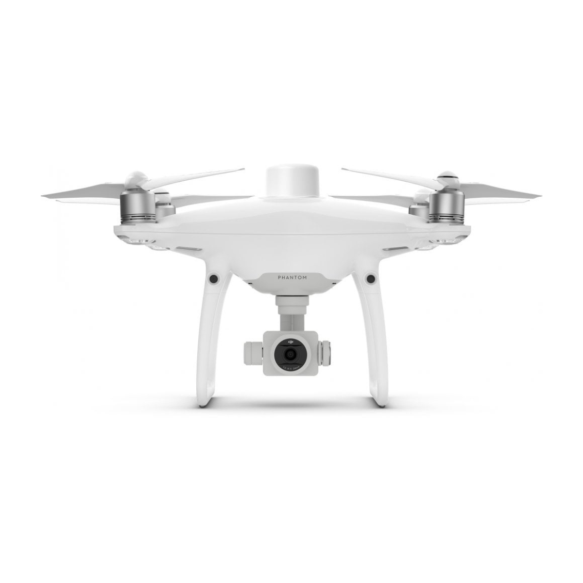 Front view of the DJI Phantom 4 RTK with propellers and camera system visible.